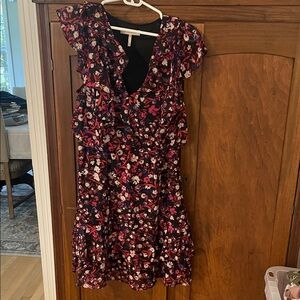 BCBGeneration Floral Ruffle Mini Dress - Pink and Black